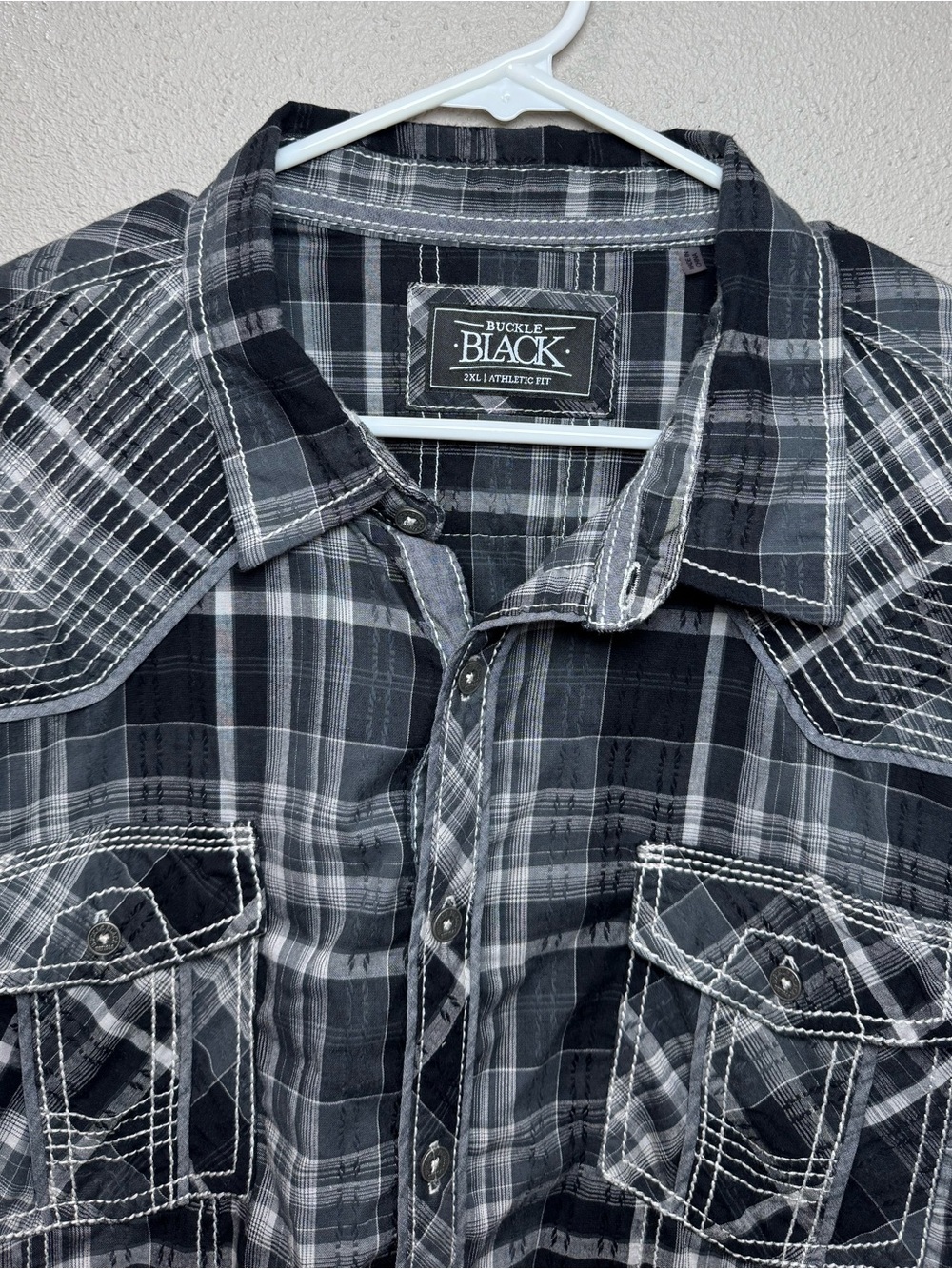 Buckle Black Men's Black & Gray Plaid Button-Up Shirt